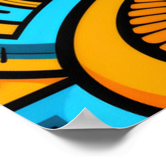 比喩的抽象芸術はっきりしたブルーオレンジ ポスター (角)