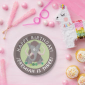 毛おもしろいのマンモスのパーソナライズされた誕生日 ペーパープレート (パーティー)