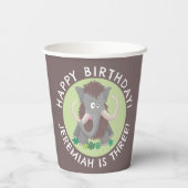 毛おもしろいのマンモスのパーソナライズされた誕生日 紙コップ (裏面)