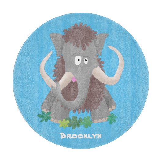 毛おもしろいのマンモス漫画イラストレーション カッティングボード (正面)