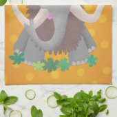 毛おもしろいのマンモス漫画イラストレーション キッチンタオル (折り畳み)