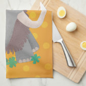 毛おもしろいのマンモス漫画イラストレーション キッチンタオル (四つ折り)