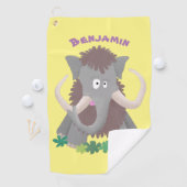 毛おもしろいのマンモス漫画イラストレーション ゴルフタオル (インサイチュ)