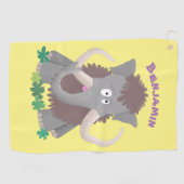 毛おもしろいのマンモス漫画イラストレーション ゴルフタオル (横)