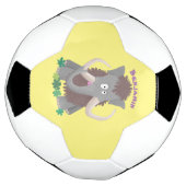 毛おもしろいのマンモス漫画イラストレーション サッカーボール (回転)