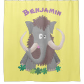 毛おもしろいのマンモス漫画イラストレーション シャワーカーテン (正面)