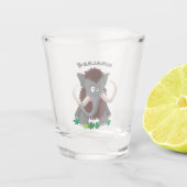 毛おもしろいのマンモス漫画イラストレーション ショットグラス (正面)