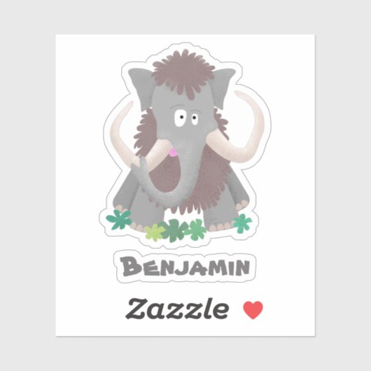 毛おもしろいのマンモス漫画イラストレーション シール (シート)