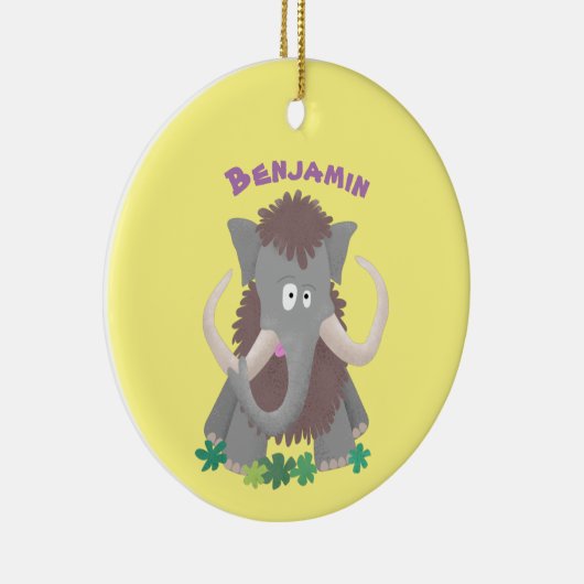 毛おもしろいのマンモス漫画イラストレーション セラミックオーナメント (右)