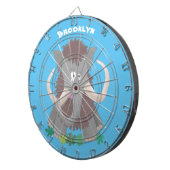 毛おもしろいのマンモス漫画イラストレーション ダーツボード (正面右)