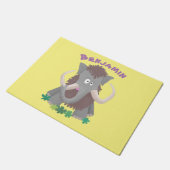 毛おもしろいのマンモス漫画イラストレーション ドアマット (アングル)