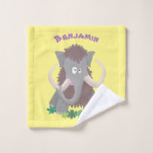 毛おもしろいのマンモス漫画イラストレーション バスタオルセット (ウォッシュタオル)