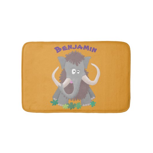 毛おもしろいのマンモス漫画イラストレーション バスマット (正面)