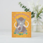 毛おもしろいのマンモス漫画イラストレーション ポストカード (スタンド正面)