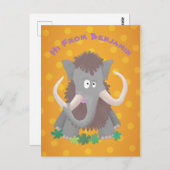 毛おもしろいのマンモス漫画イラストレーション ポストカード (正面/裏面)