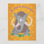 毛おもしろいのマンモス漫画イラストレーション ポストカード (正面)