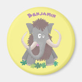 毛おもしろいのマンモス漫画イラストレーション マグネット (正面)