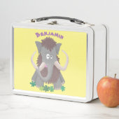 毛おもしろいのマンモス漫画イラストレーション メタルランチボックス (インサイチュ)