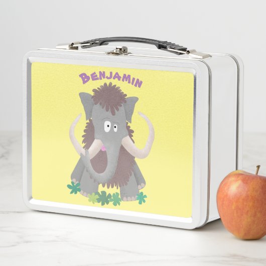 毛おもしろいのマンモス漫画イラストレーション メタルランチボックス (インサイチュ)