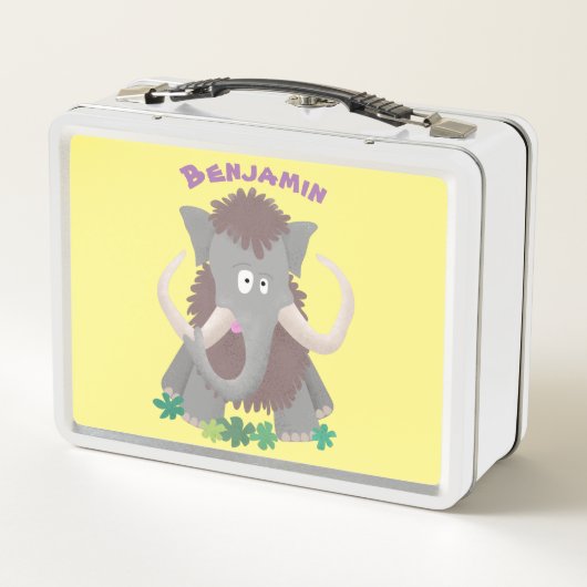 毛おもしろいのマンモス漫画イラストレーション メタルランチボックス (裏面)