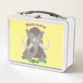 毛おもしろいのマンモス漫画イラストレーション メタルランチボックス (正面)