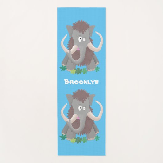 毛おもしろいのマンモス漫画イラストレーション ヨガマット (正面)