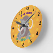 毛おもしろいのマンモス漫画イラストレーション ラウンド壁時計 (傾斜)