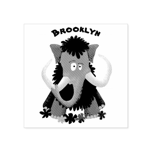 毛おもしろいのマンモス漫画イラストレーション ラバースタンプ (インプリント)