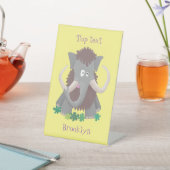 毛おもしろいのマンモス漫画イラストレーション 台座サイン (インサイチュ)