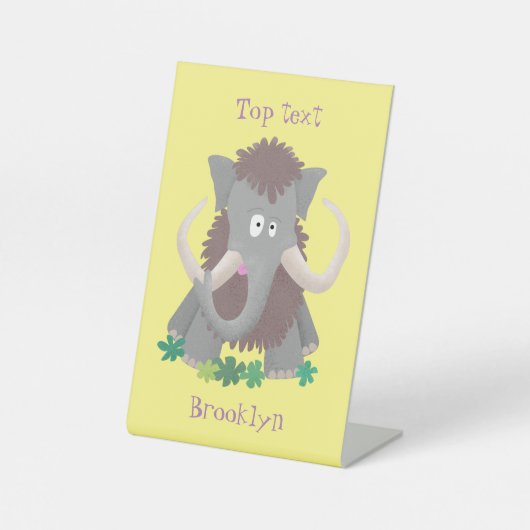 毛おもしろいのマンモス漫画イラストレーション 台座サイン (正面)