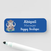 毛おもしろいのマンモス漫画イラストレーション 名札 (インサイチュ)