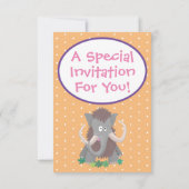 毛おもしろいのマンモス漫画イラストレーション 招待状 (裏面)