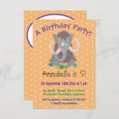 毛おもしろいのマンモス漫画イラストレーション 招待状 (正面/裏面)