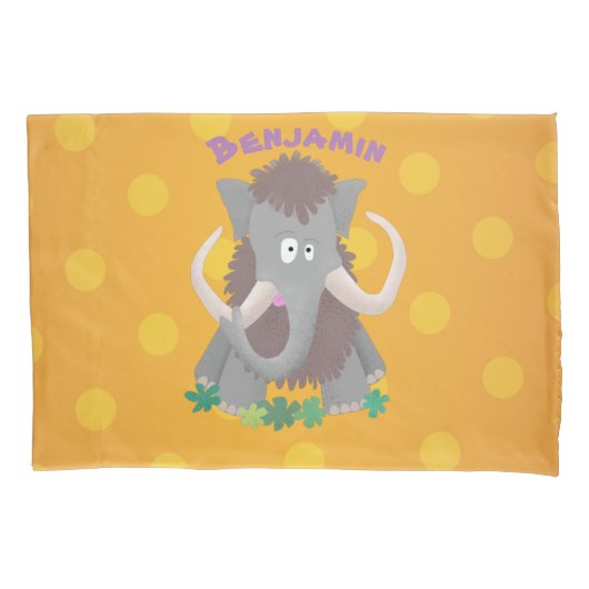 毛おもしろいのマンモス漫画イラストレーション 枕カバー (正面)