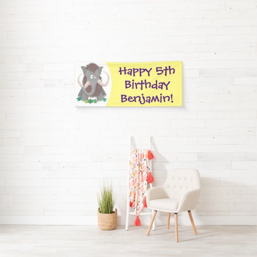 毛おもしろいのマンモス漫画イラストレーション 横断幕 (インサイチュ)