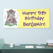 毛おもしろいのマンモス漫画イラストレーション 横断幕 (トレードショー)