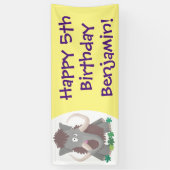 毛おもしろいのマンモス漫画イラストレーション 横断幕 (縦)