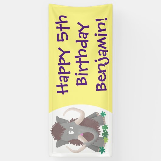 毛おもしろいのマンモス漫画イラストレーション 横断幕 (縦)