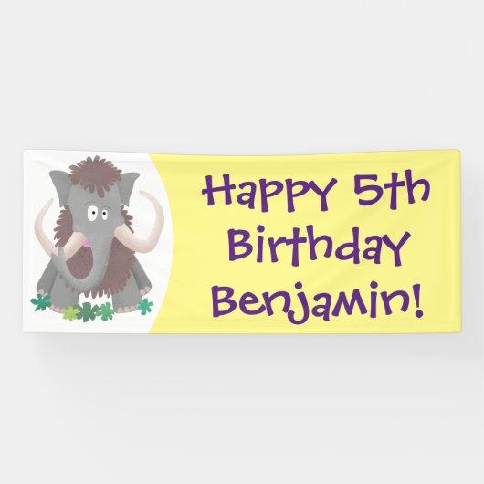 毛おもしろいのマンモス漫画イラストレーション 横断幕 (横)