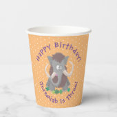 毛おもしろいのマンモス漫画イラストレーション 紙コップ (裏面)