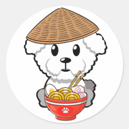 毛おもしろいの生えた犬は食べ物麺である ラウンドシール