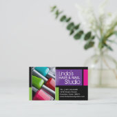 毛およびネイルのスタジオの名刺 予約カード (スタンド正面)