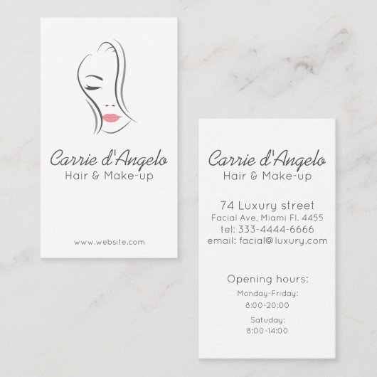 毛および構造のための抽象的な女性の顔 名刺 (正面/裏面)