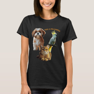 毛と羽の愛犬、猫、鳥のURM Tシャツ