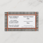 毛のせん断、美容師、名刺 予約カード (裏面)