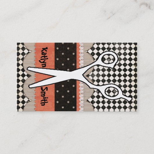 毛のせん断、美容師、名刺 予約カード (正面)