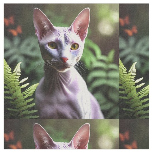 「毛のない猫のツナお洒落とシルキー」 ファブリック (クローズアップ)