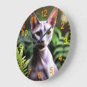 「毛のない猫のツナお洒落とシルキー」 ラージ壁時計 (傾斜)