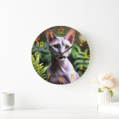「毛のない猫のツナお洒落とシルキー」 ラージ壁時計 (ホーム)