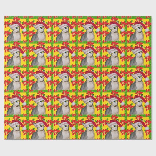 毛のないSphynx猫のサンタの帽子のクリスマスの休日 ラッピングペーパー (フラット)